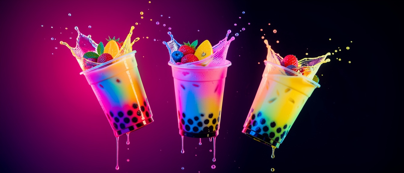 Neon Bubble Tea Banner
